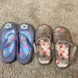 wonder nation Purple Glitter Jelly Flats & Clear Glitter Strawberry Sandals